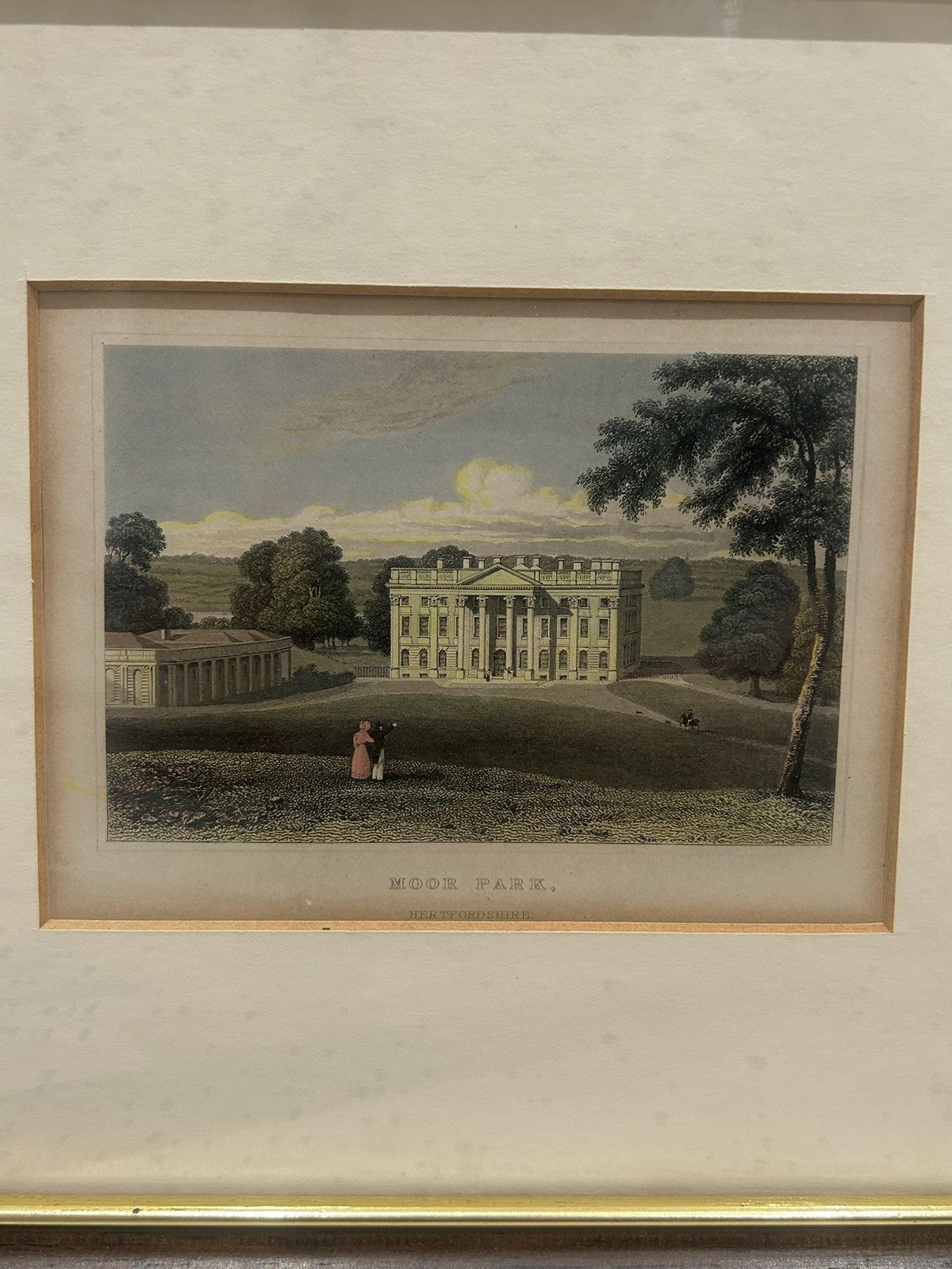 Antique Moor Park Hertfordshire Engraving Neale c.1820 Capability Brown2