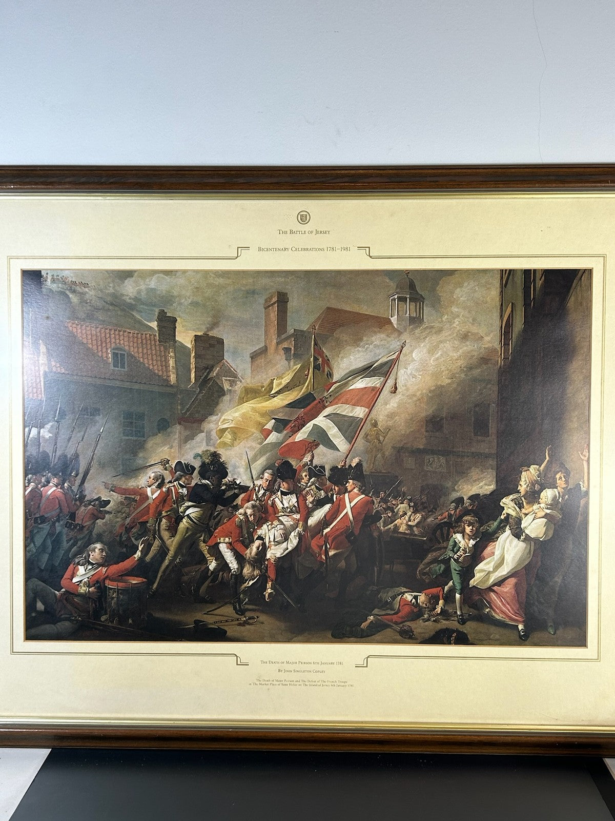 Death of Major Peirson Copley Battle of Jersey 1781 Bicentenary 1981 Framed1