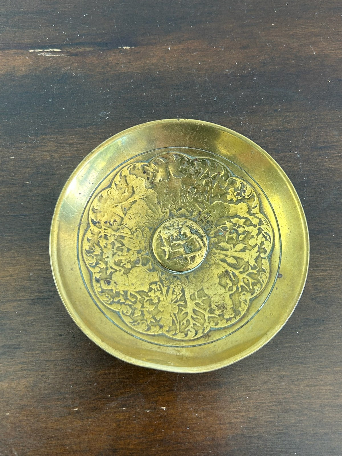 Antique French Brass Bronze Miniature Dish Marked FC Depose Trinket8