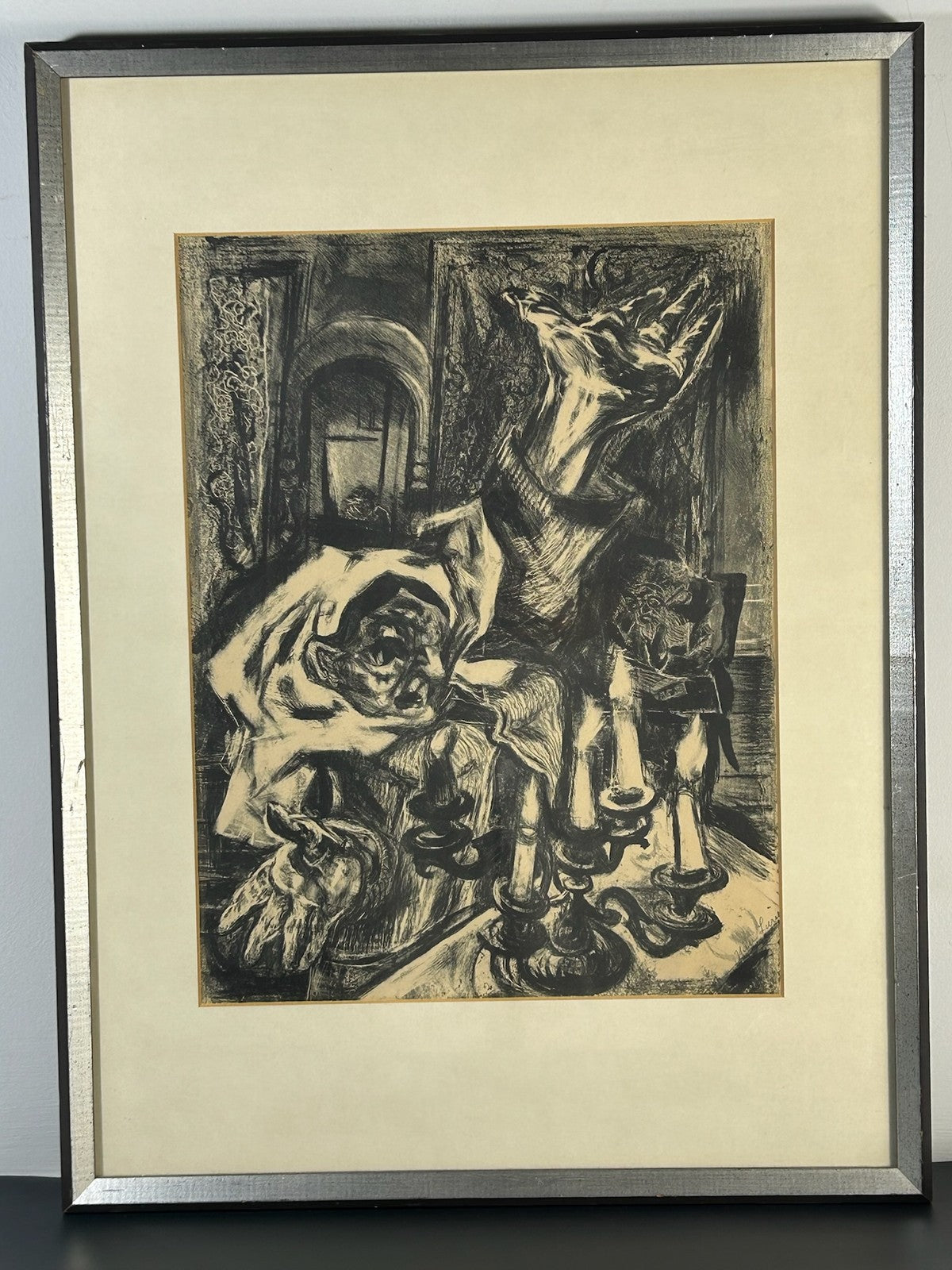 Nan Lurie Pencil Signed Lithograph Figure With Candle 1930s WPA Social Realism1