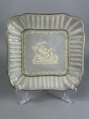 Ridgway 19thC Neoclassical Sprigged Square Plate Staffordshire 23cm