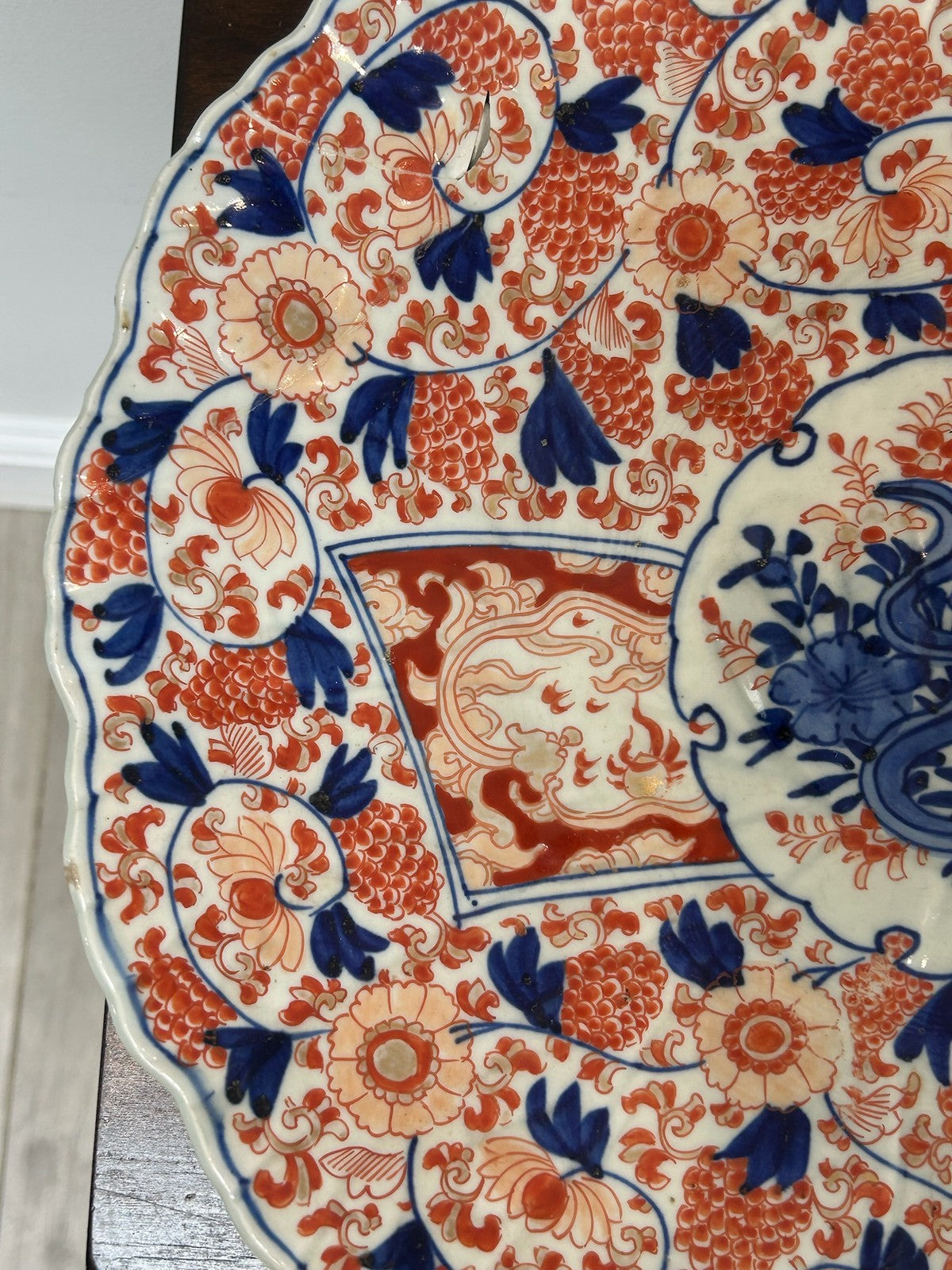 Antique Japanese Imari Charger Scalloped Floral A/F Repaired1
