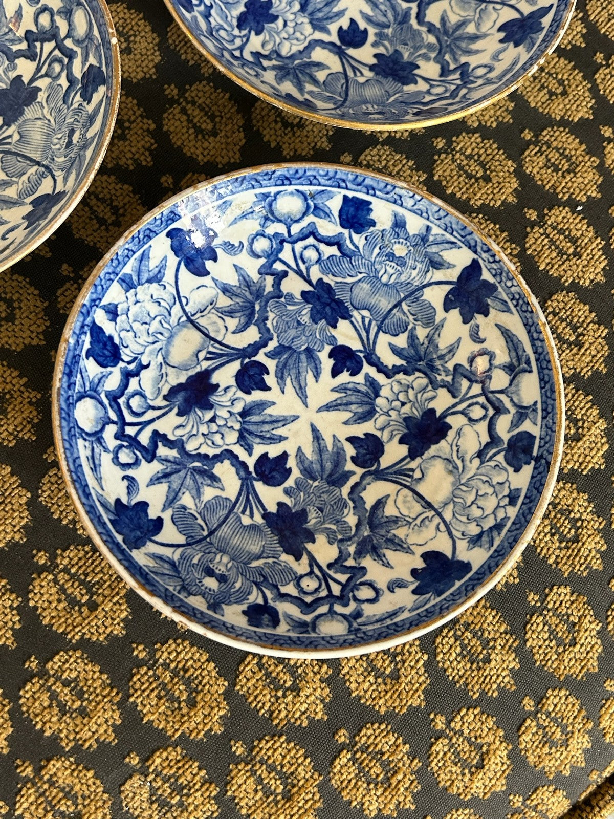 Wedgwood Blue and White Small Plates Set Floral Pattern Impressed Mark4