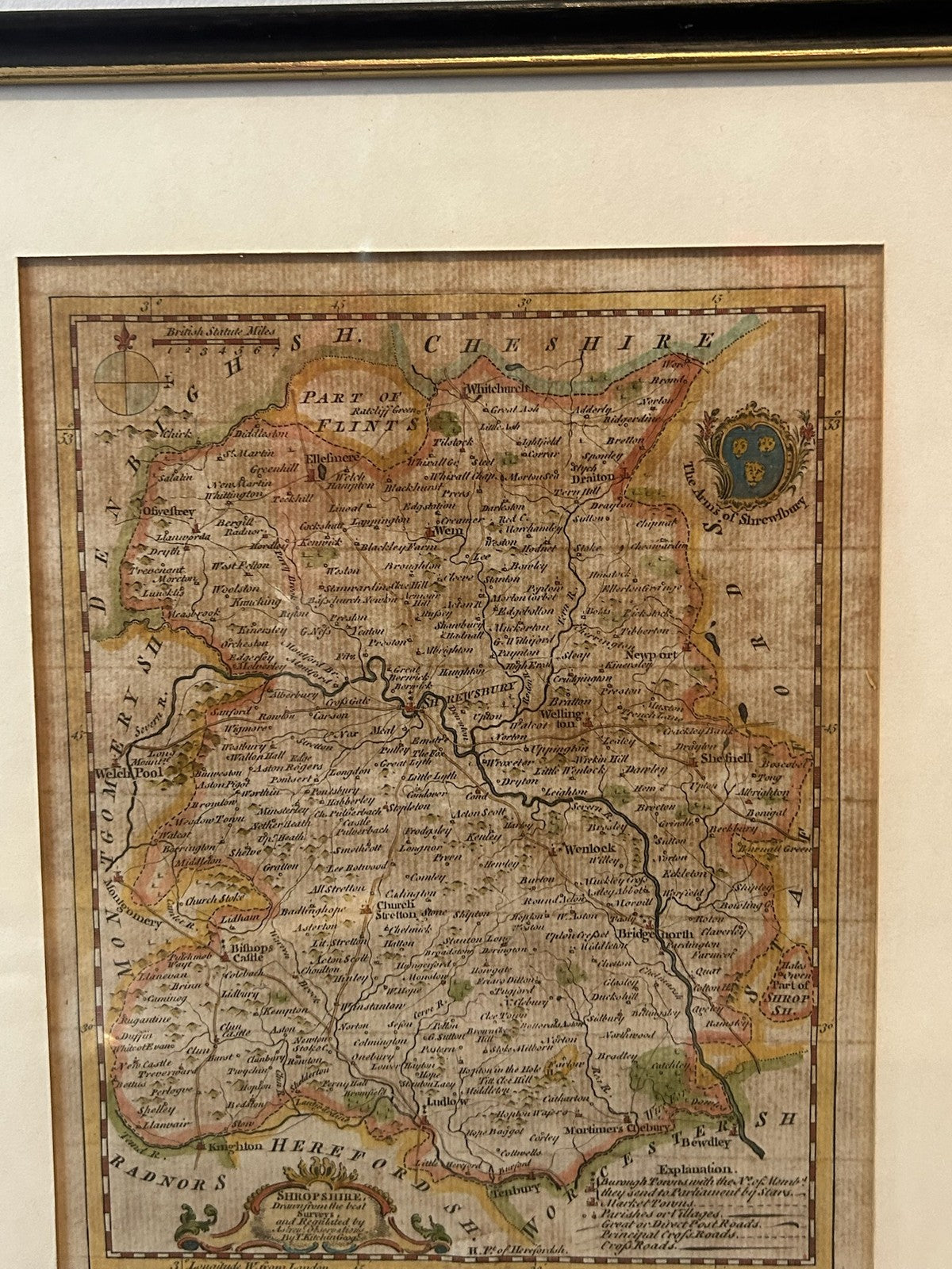 Thomas Kitchin Shropshire Antique County Map c1786 Hand Coloured Framed1