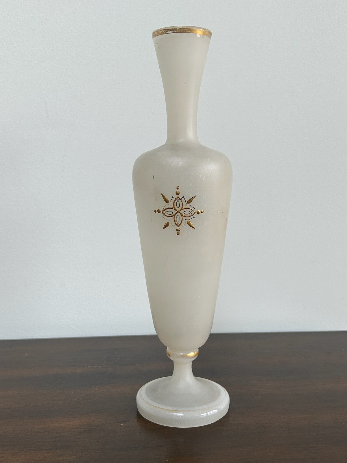 Antique Bohemian Opaline Glass Vase Black Cameo Gilt Sunburst2