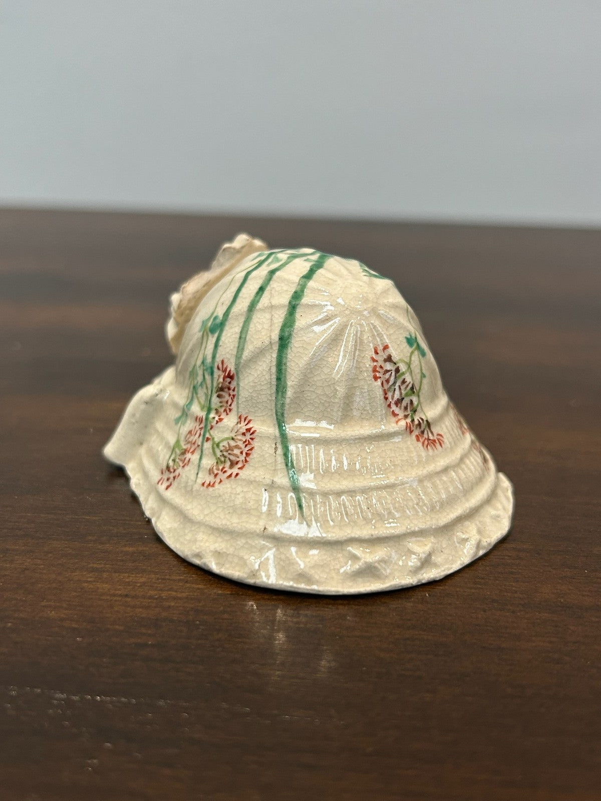 Antique Japanese Satsuma Pottery Hat Form Dish Hand Painted Interior A/F2