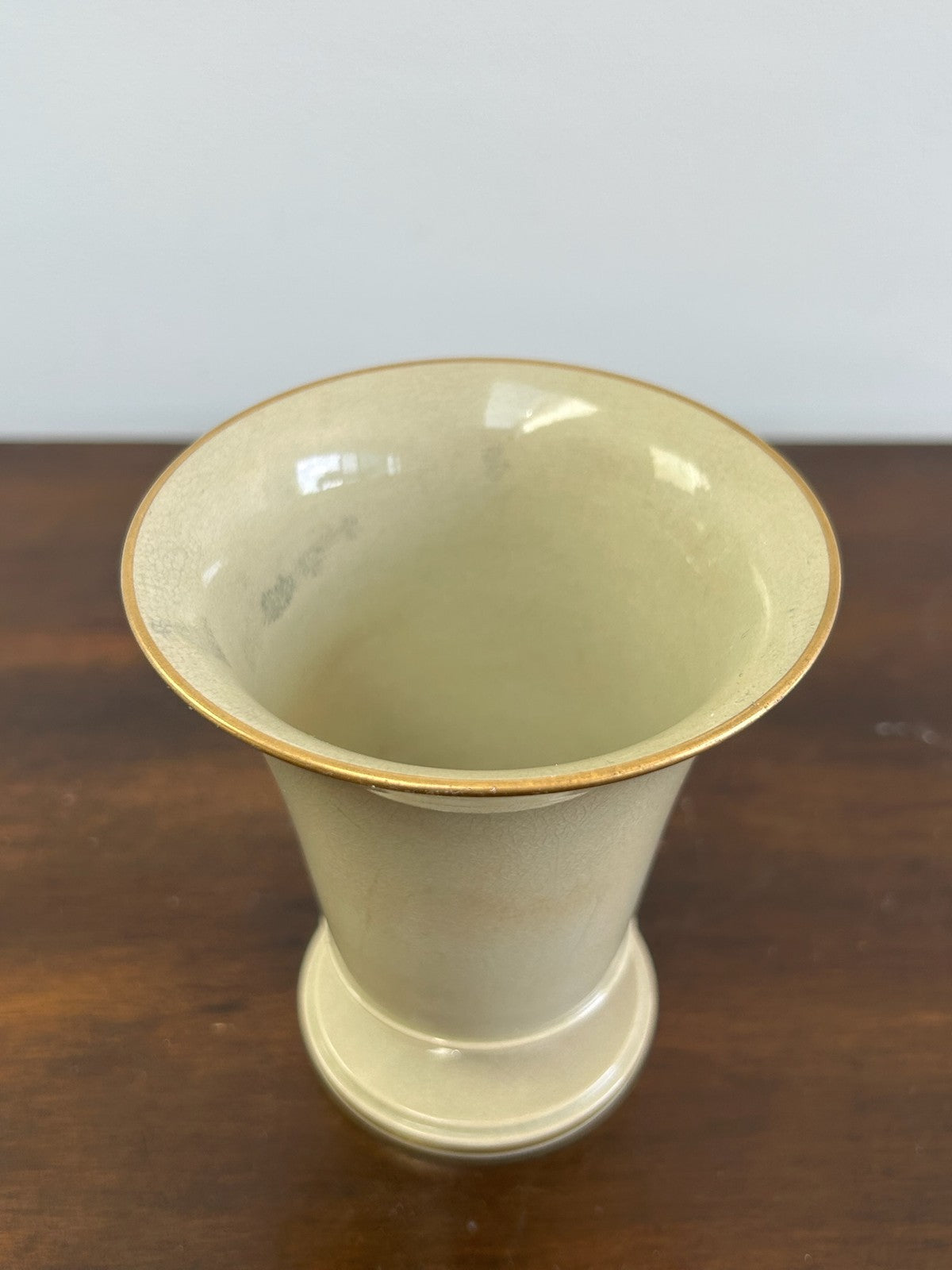 Wedgwood Drabware Cream & Gold Conical Vase Antique English Stoneware4