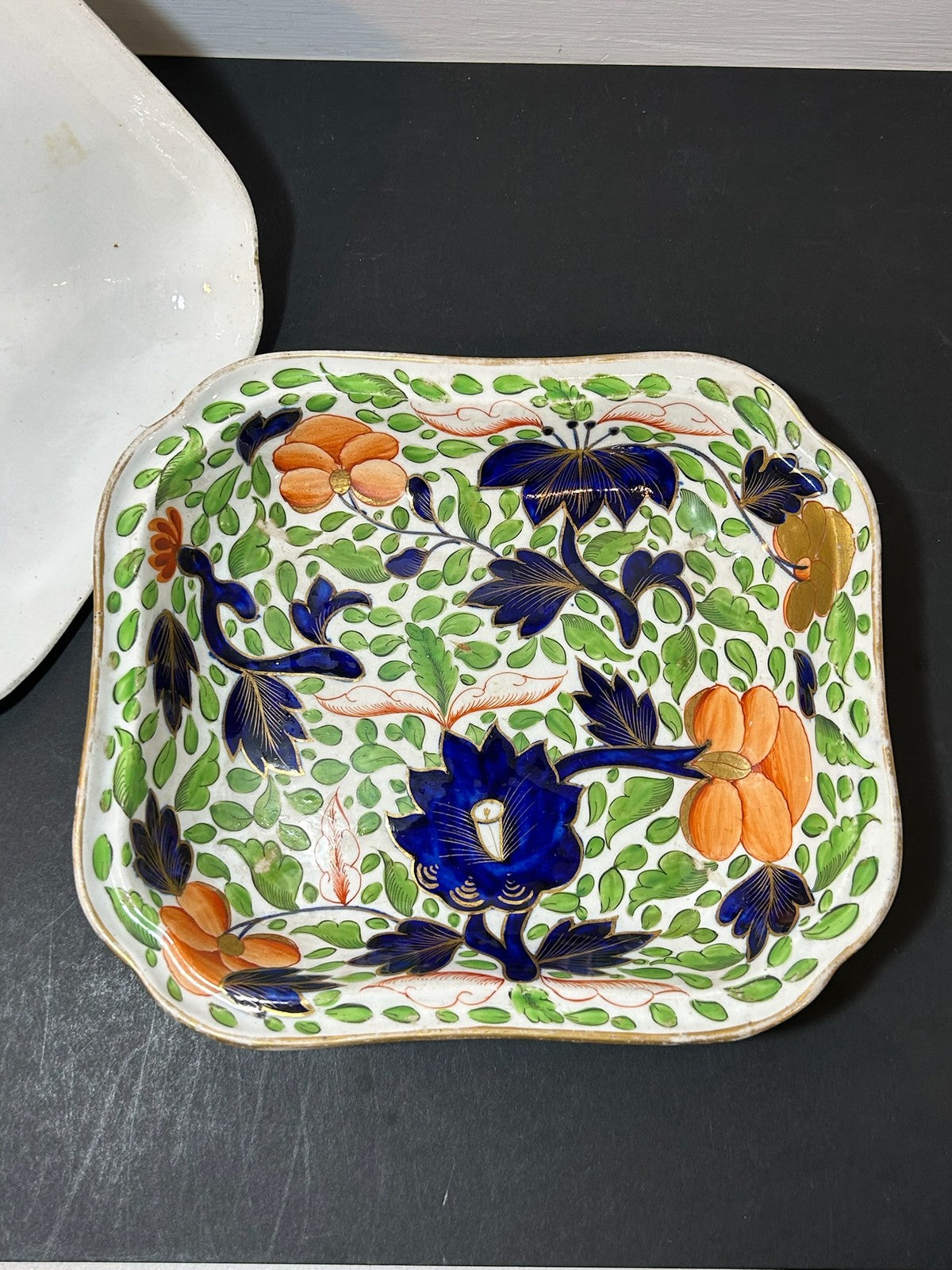 Antique Regency Ironstone Covered Vegetable Tureen Stand Lion Finial Imari c18206
