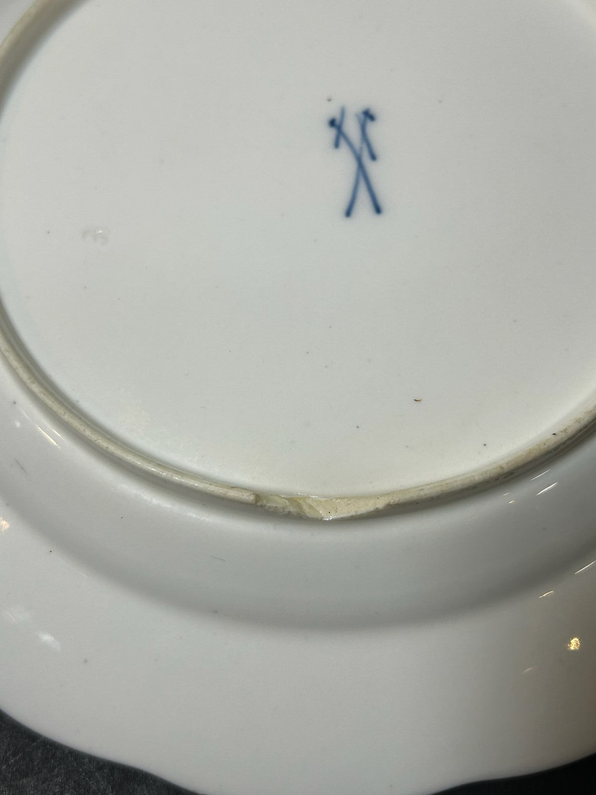 Antique Meissen Porcelain Plate Deutsche Blumen Basketweave Border 19cm A/F4