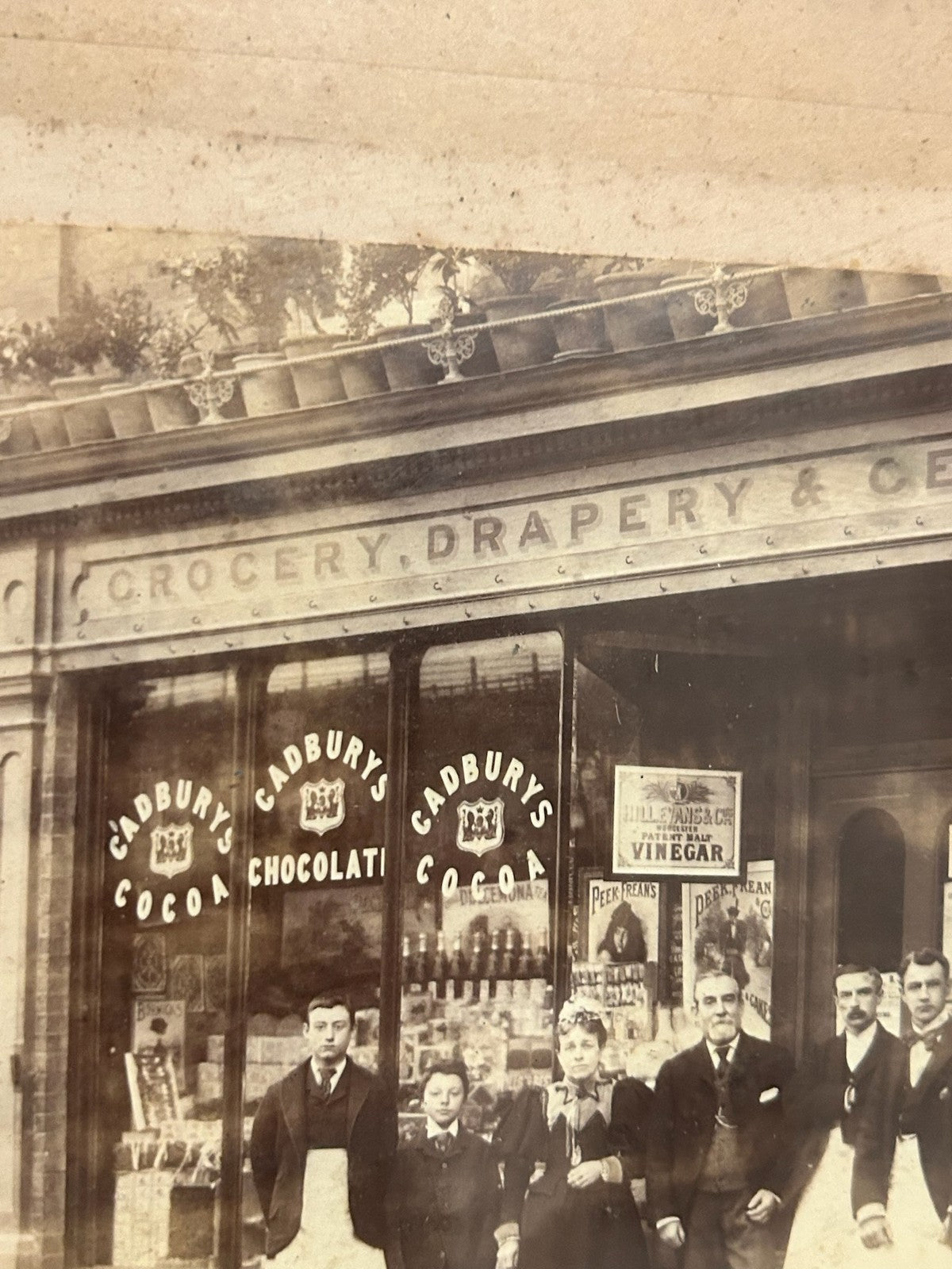 Vintage Photograph Edwardian Shop Front Grocery Drapery Staff Cadbury Framed2