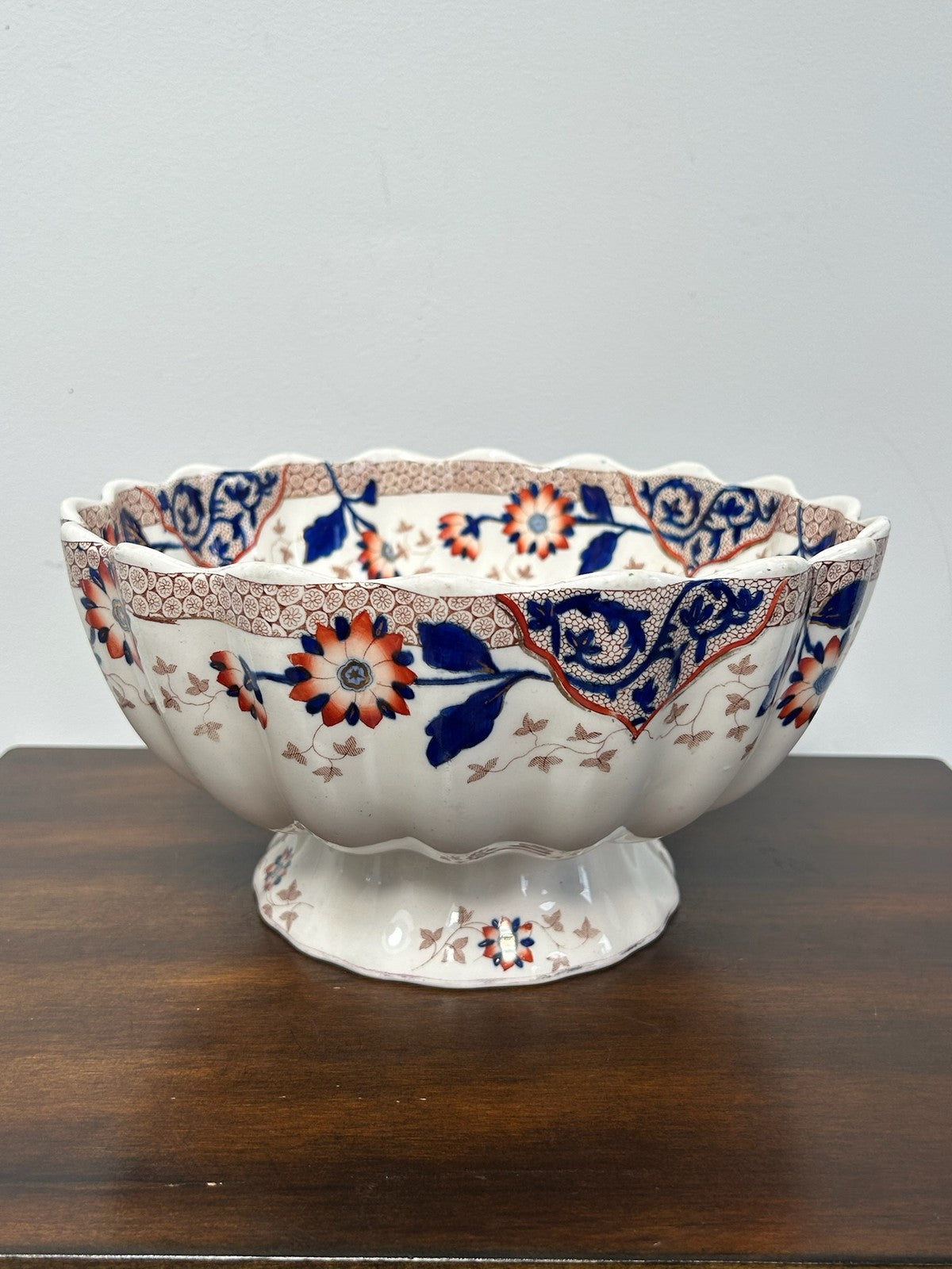 Ridgway Ironstone Imari Pattern Footed Bowl Comport Antique 24cm1