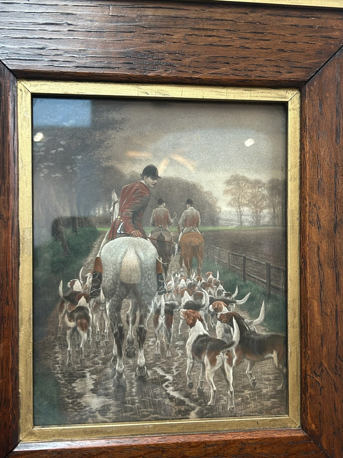 Pair Antique Hand Coloured Aquatint Engravings Fox Hunting E A S Douglas Framed5