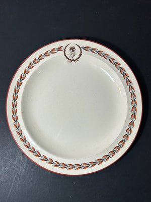 Antique Wedgwood Queens Ware Crested Plate Eagle Laurel Mortlocks 1887 25cm