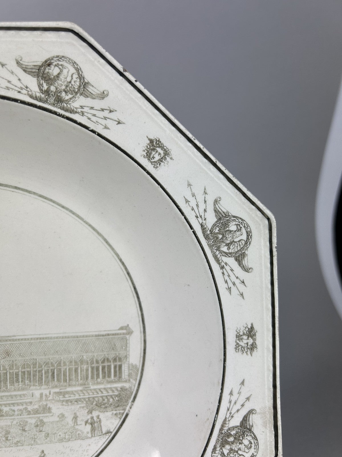 Antique Creil Paris “Vue de la Grande Serre” Transferware Plate