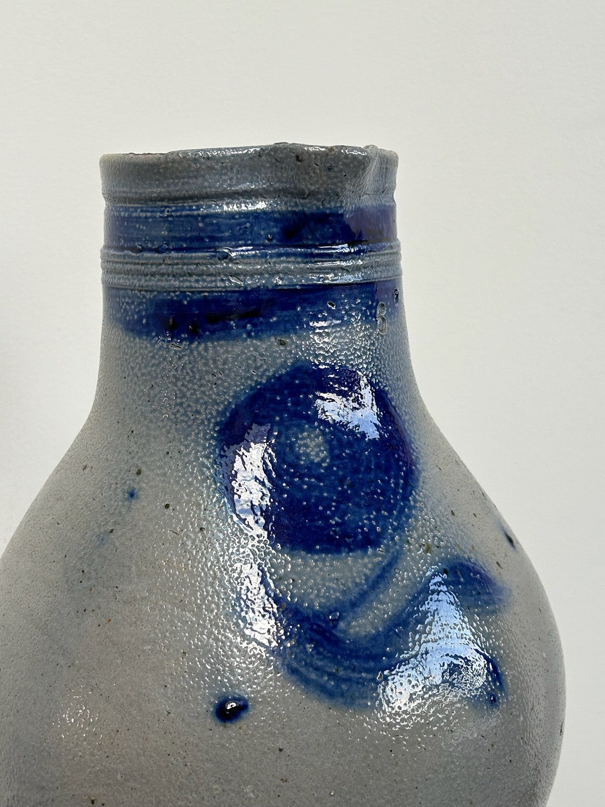 Large German Salt Glaze Stoneware Cobalt Jugs Westerwald Bartmann3