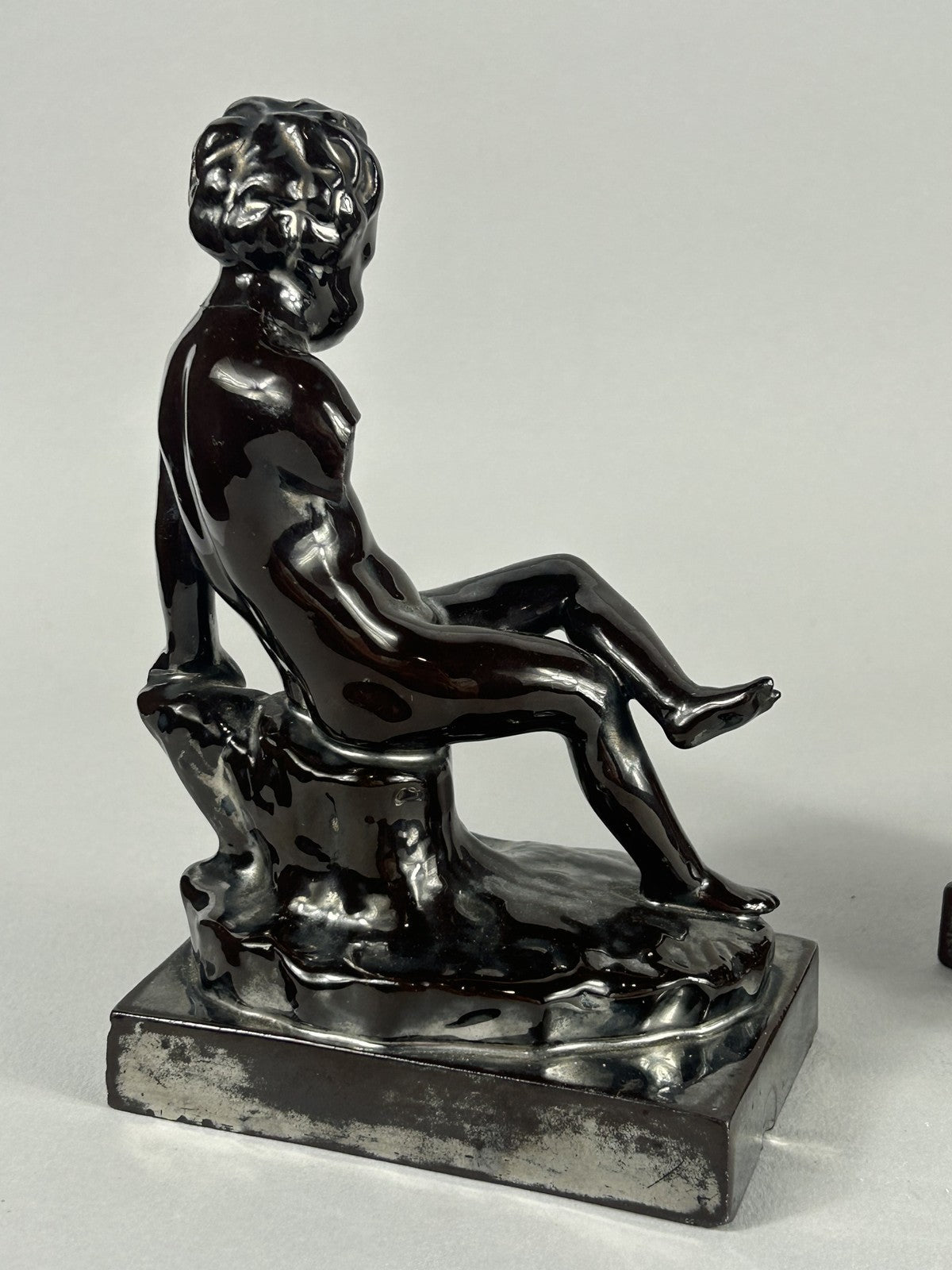 Early Staffordshire Silver Lustre Putti Figurine Pair, 18cm, Restored