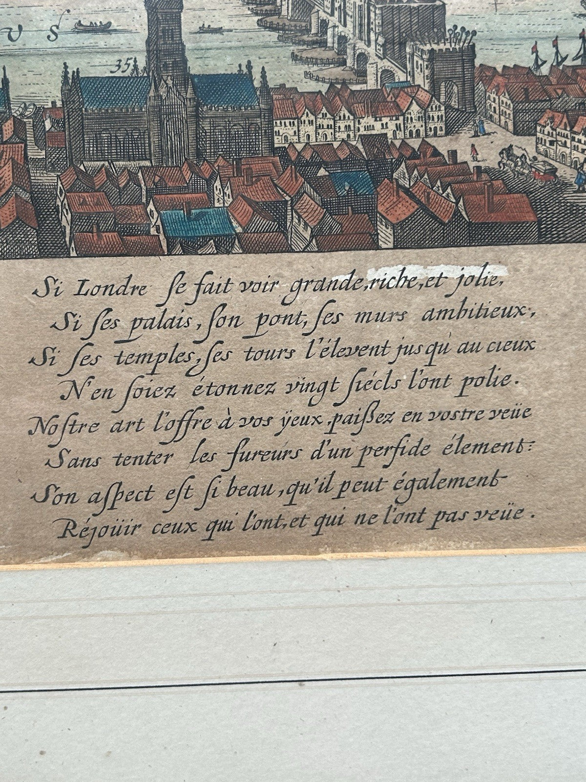 Rare 17thC Justus Danckerts London Great Fire 1666 Hand-Coloured Map15