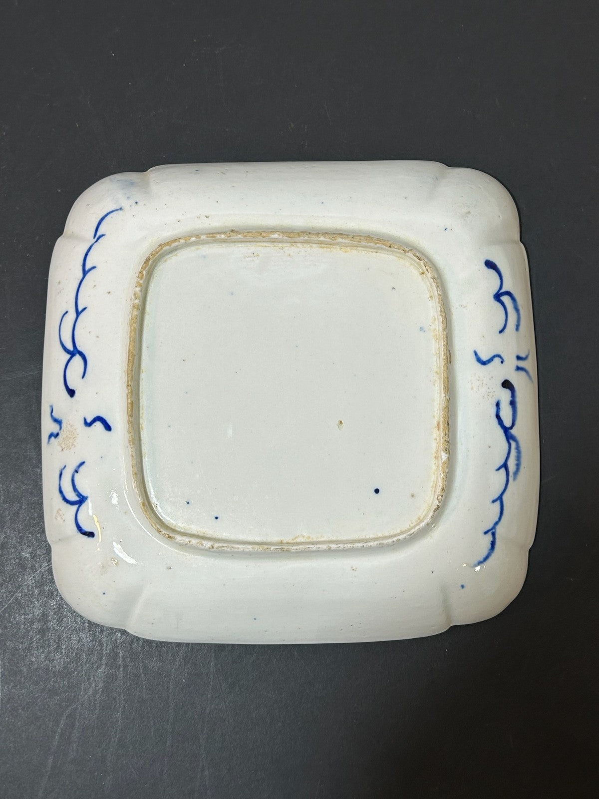 Antique Money Tree Pattern Imari Stone China Square Dish Blue Seal Mark 21cm3