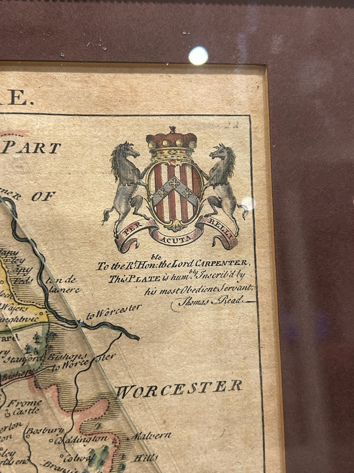 Antique 1769 John Rocque Map of Herefordshire Hereford Hand Coloured Framed5