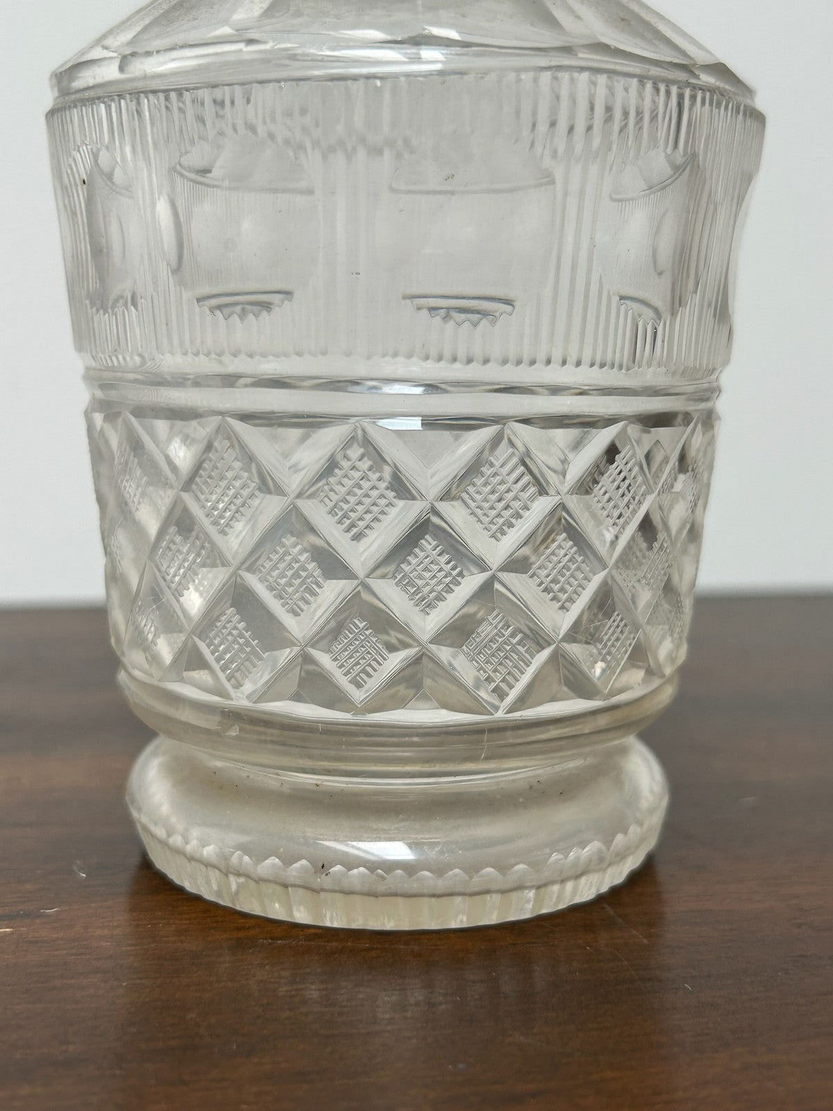 Cut Glass Jar with Plated Lid Faceted Hobnail 17cm1