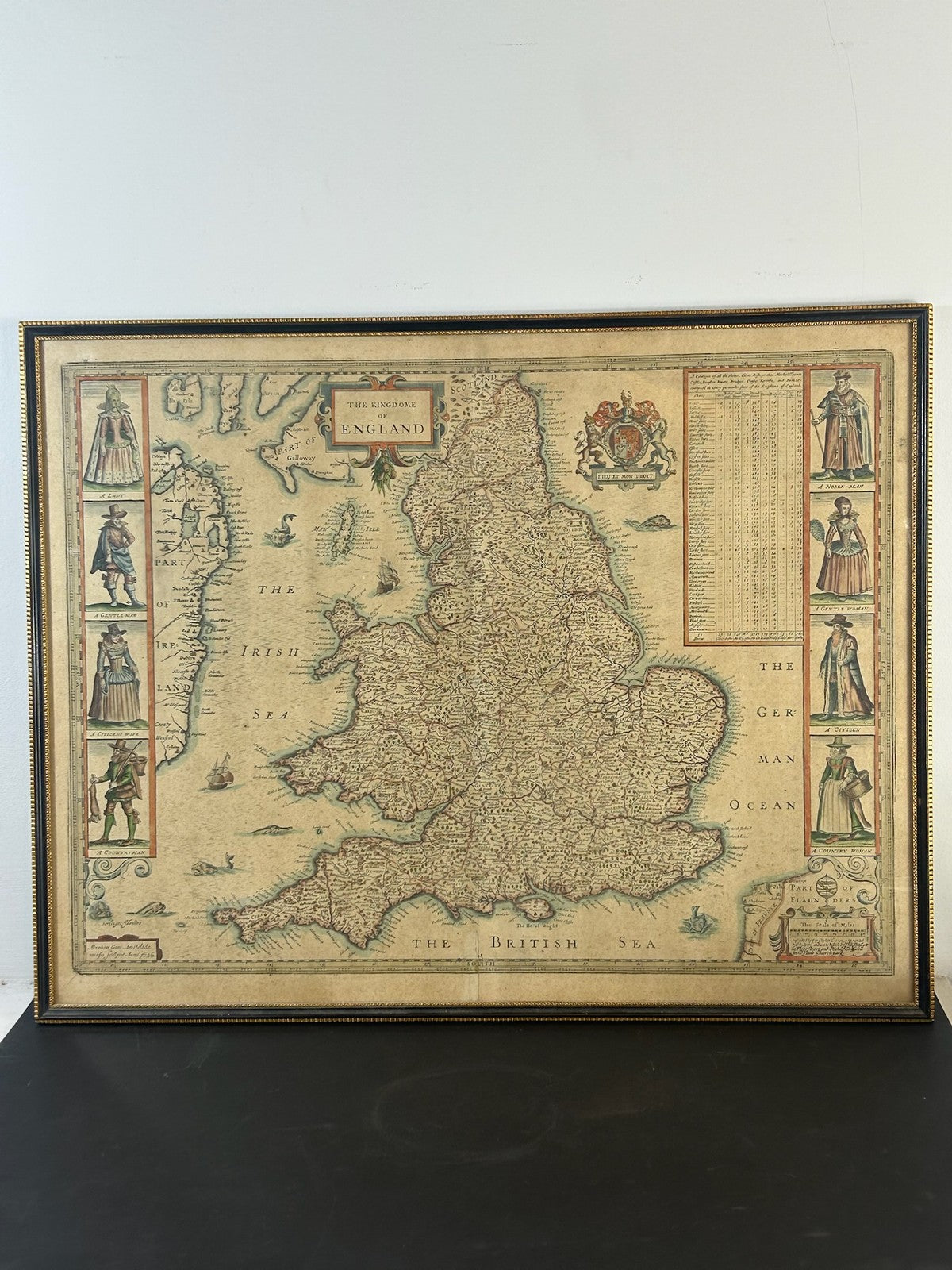 John Speed Kingdome of England 1646 Abraham Goos Carte a Figures Map Hand Colour0