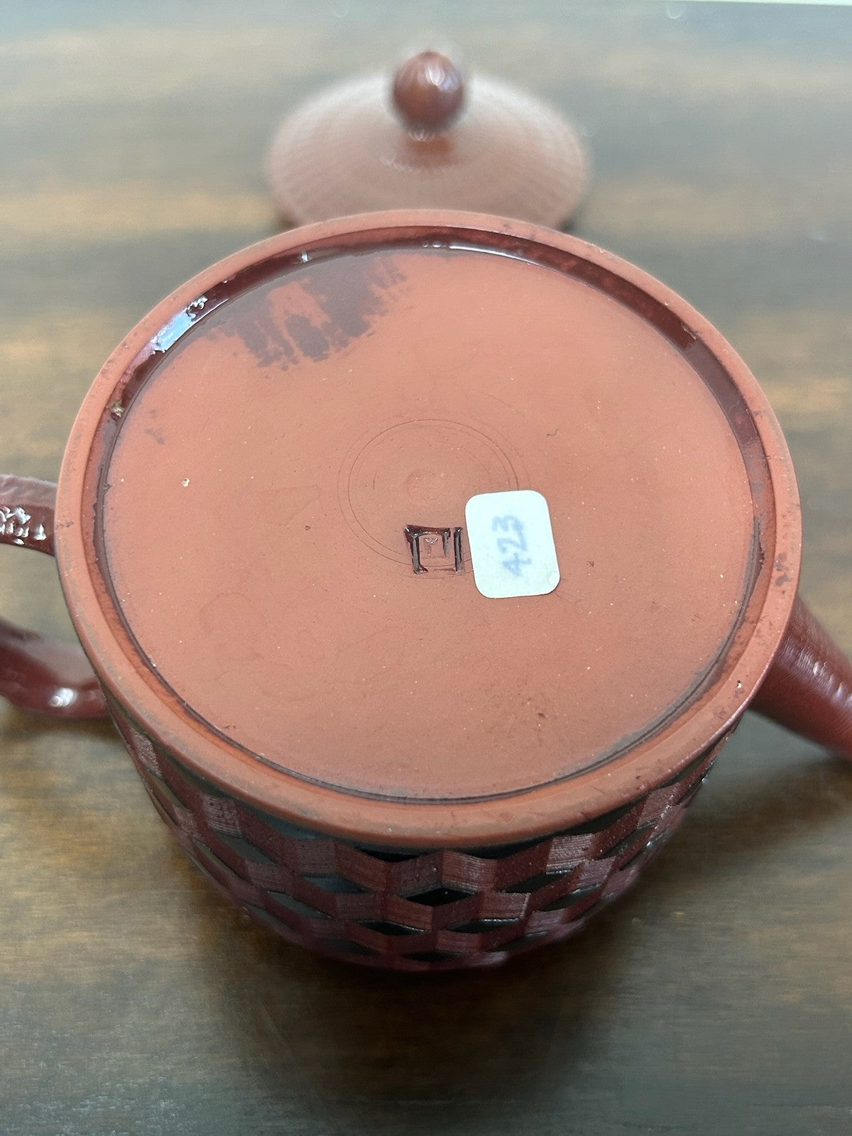 Antique Red Stoneware Teapot Engine Turned Rosso Antico Georgian Regency9