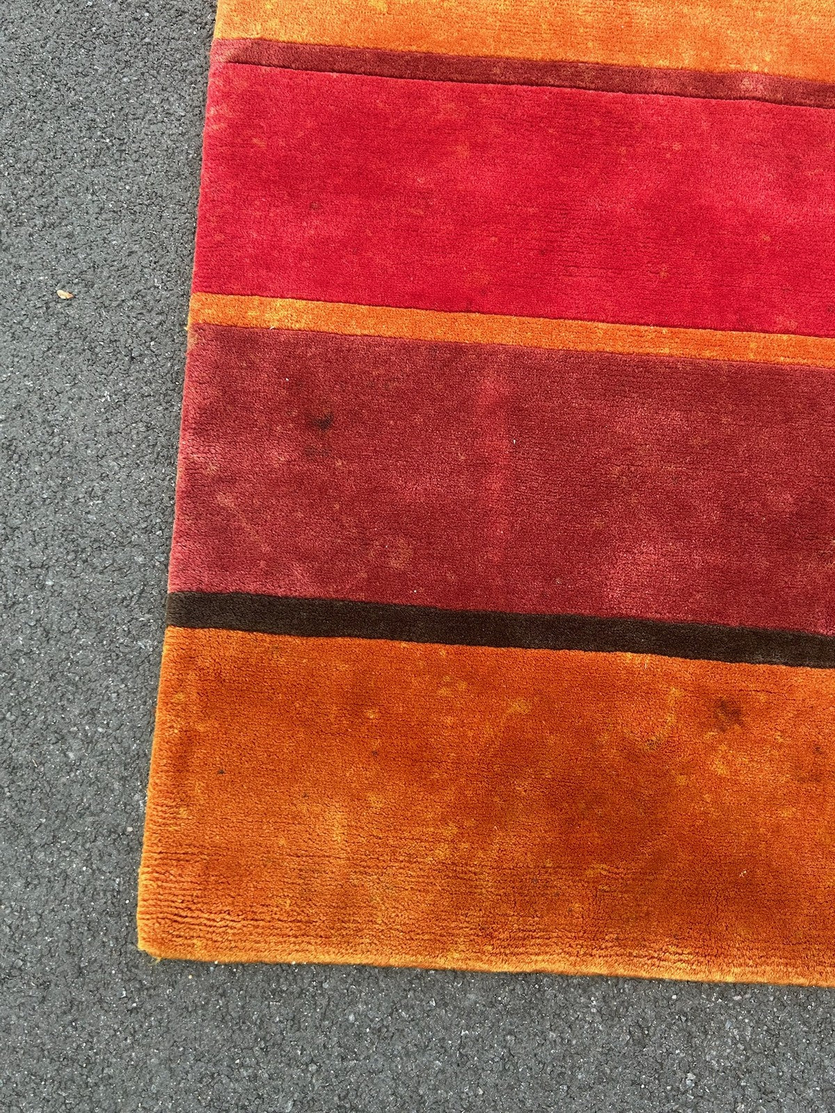 Modern Tibetan Nepalese Hand Knotted Striped Wool Rug Designer 176x120cm1