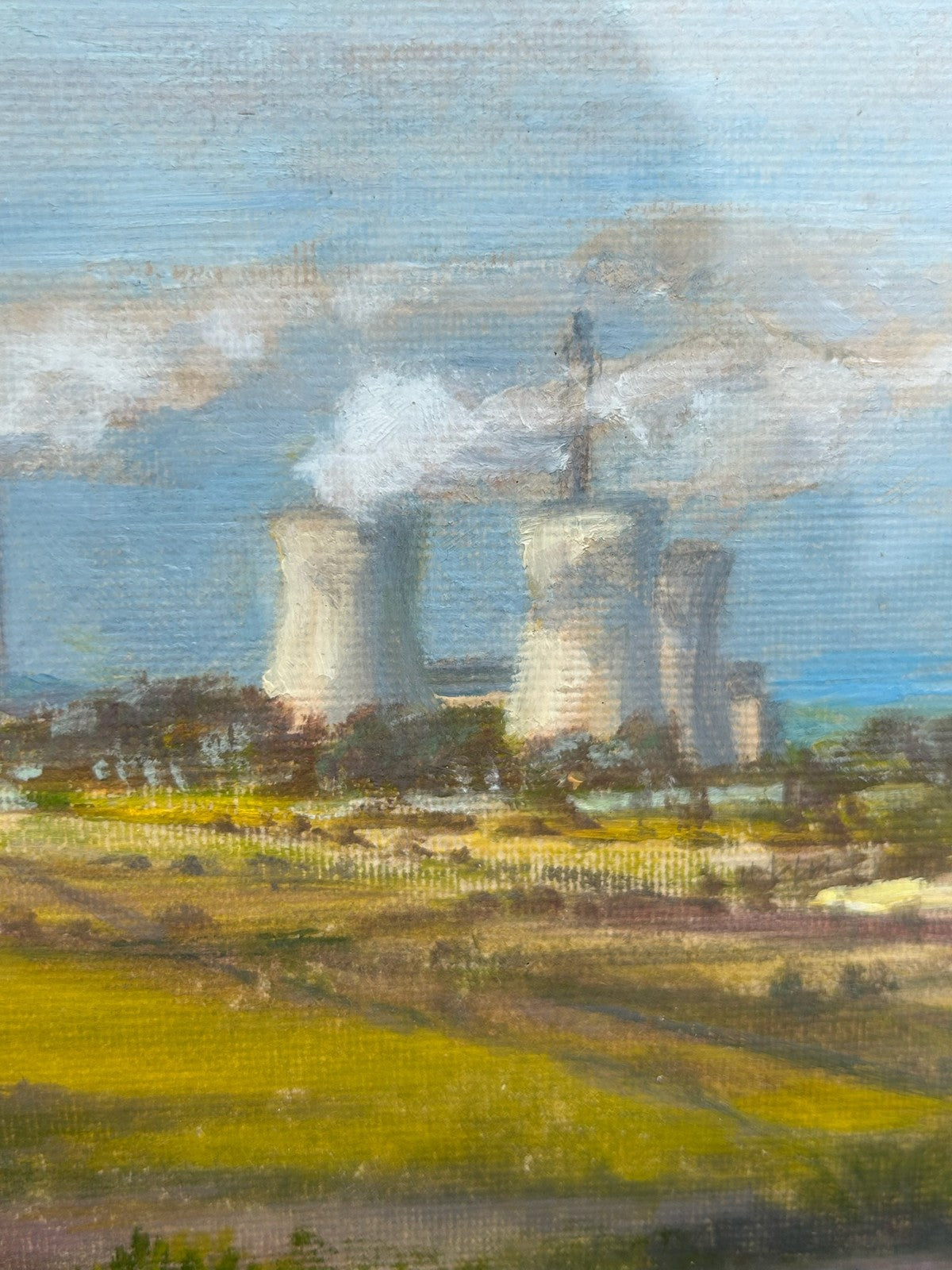 A.I. Cameron Oil Painting Power Plant Countryside Vintage Unusual Framed3