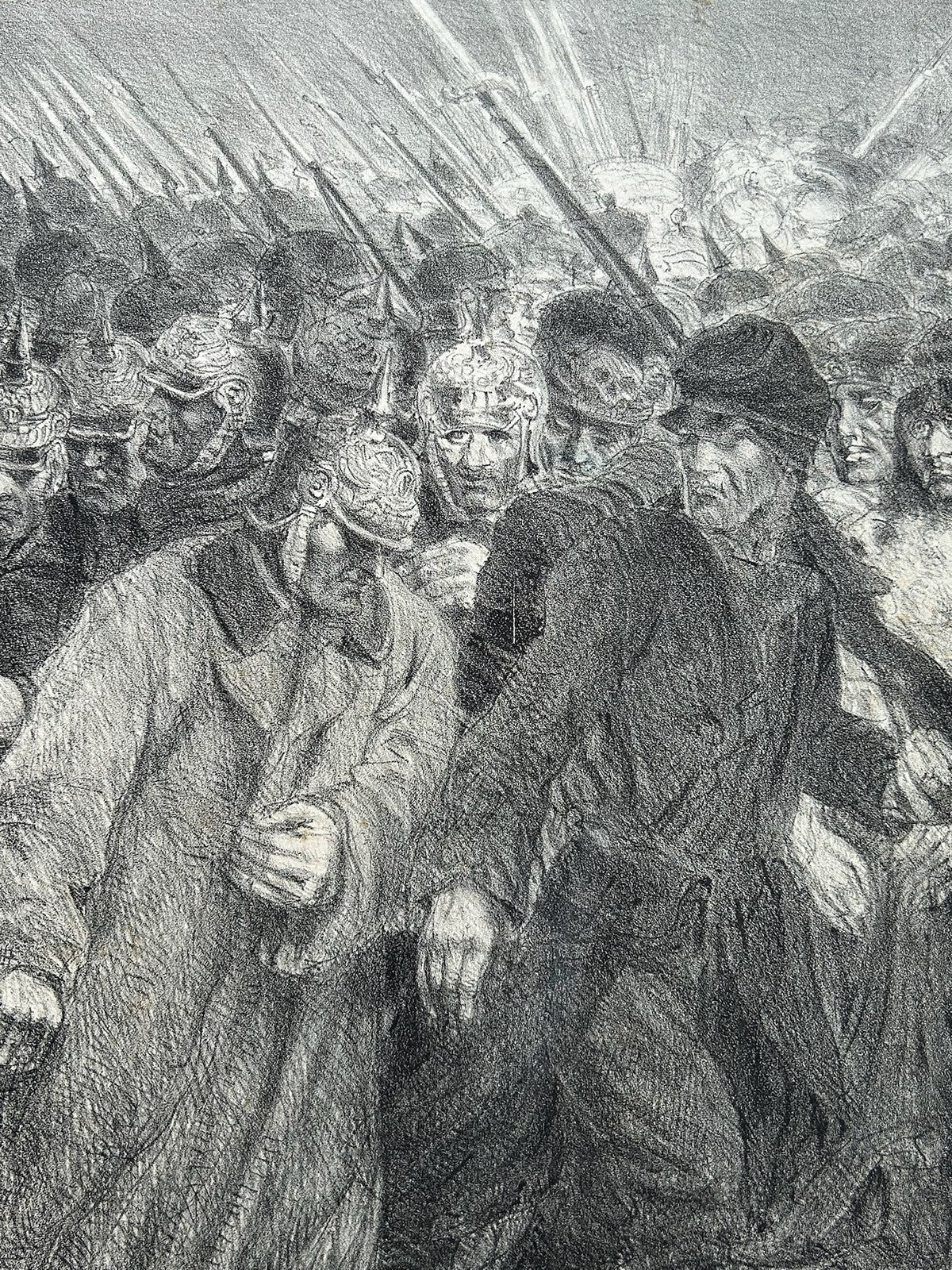 Henry de Groux Signed WWI Lithograph German Soldiers Driving Civilians Remarque3