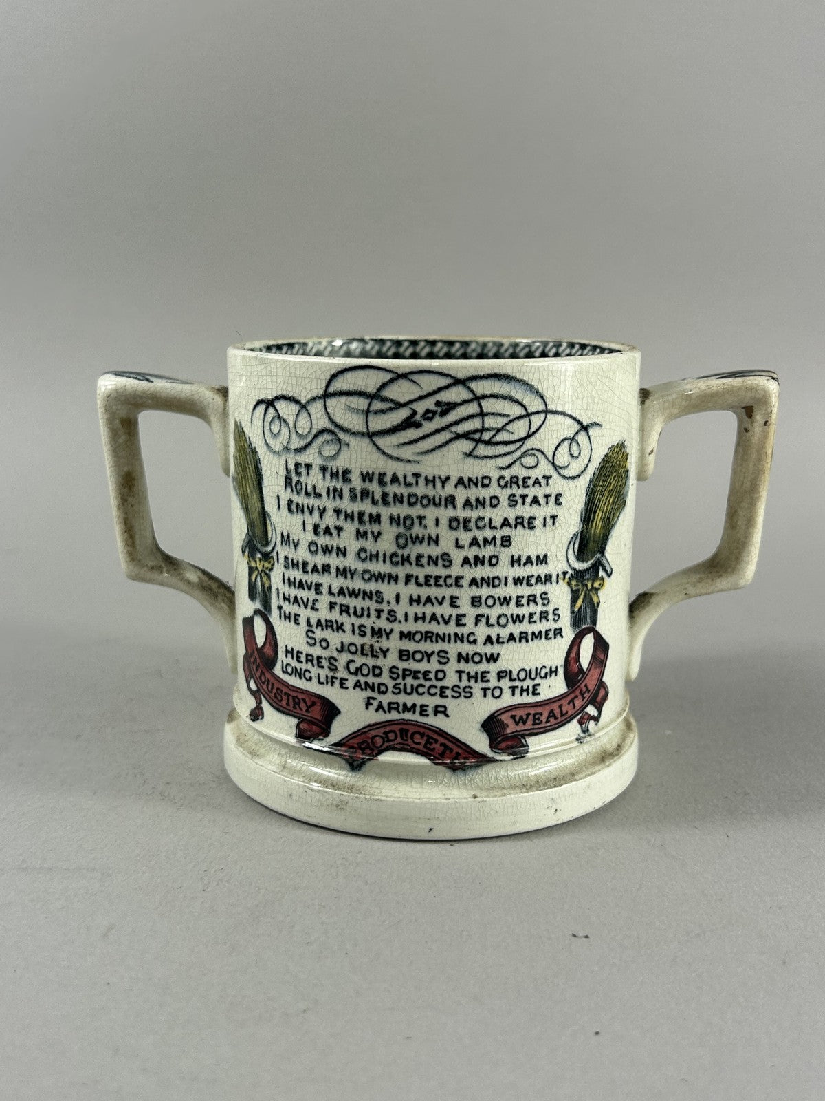 Antique Farmers Arms England “God Speed the Plough” Loving Cup