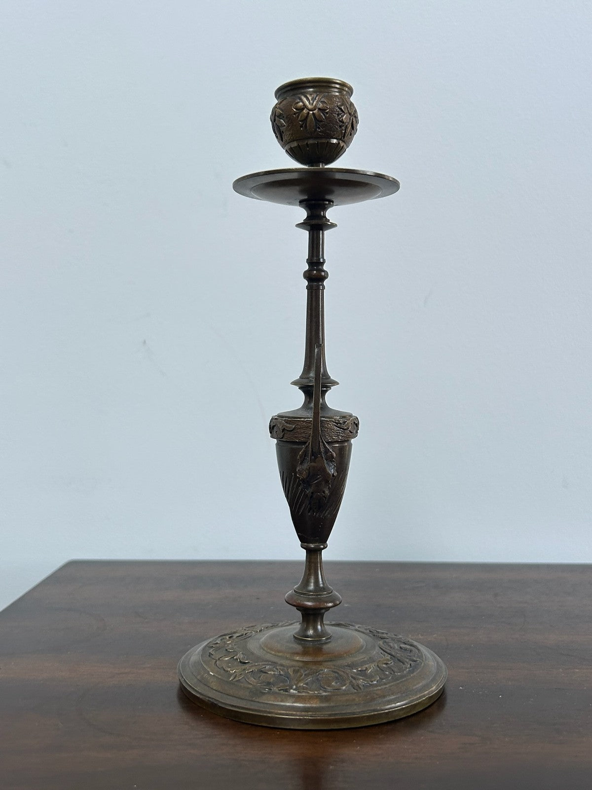 Pair Antique Bronze Neo Grec Candlesticks 19th Century3