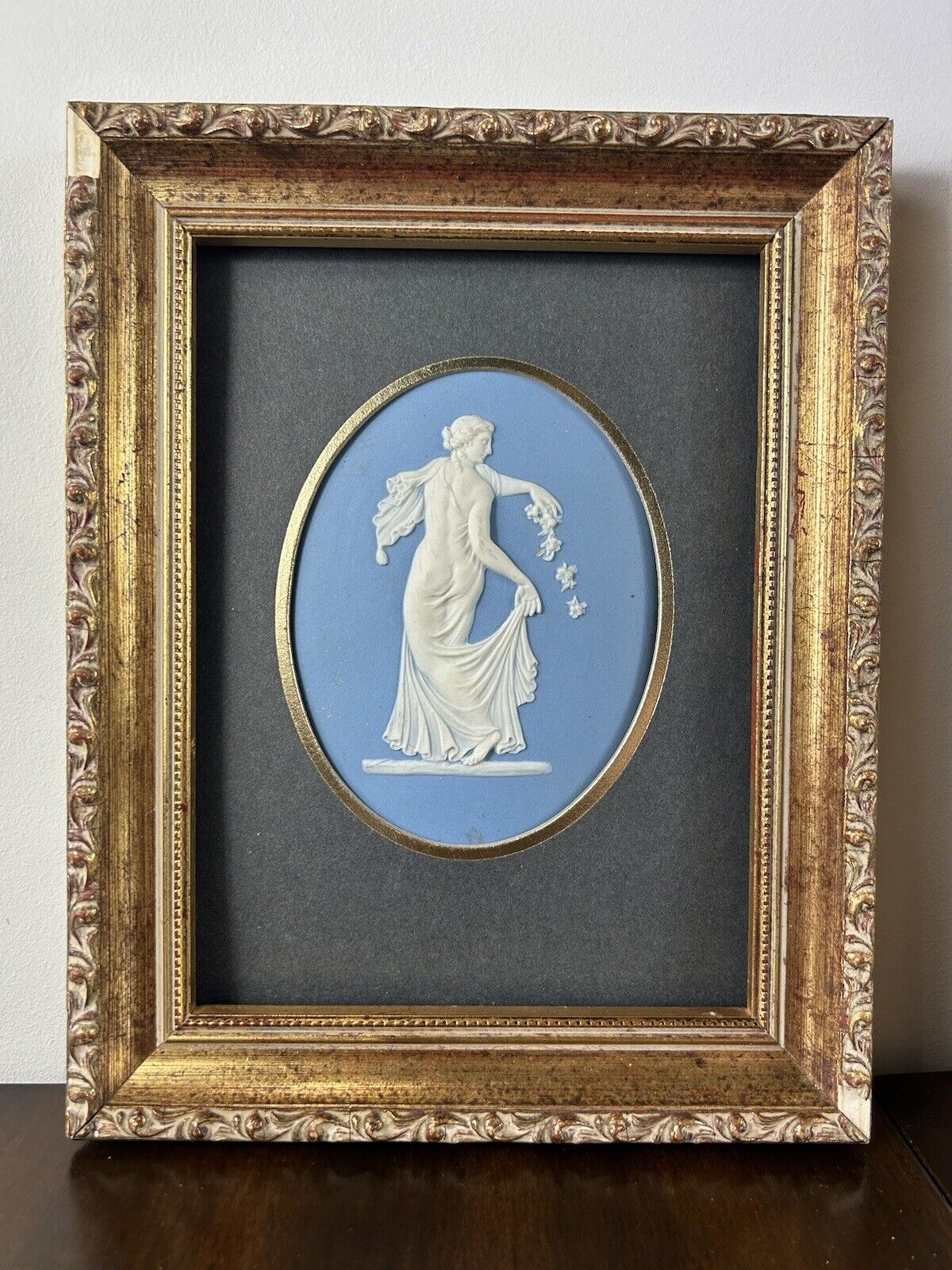 Wedgwood Pair Framed Dancing Hourse Plaques Jasperware Oval Plaques