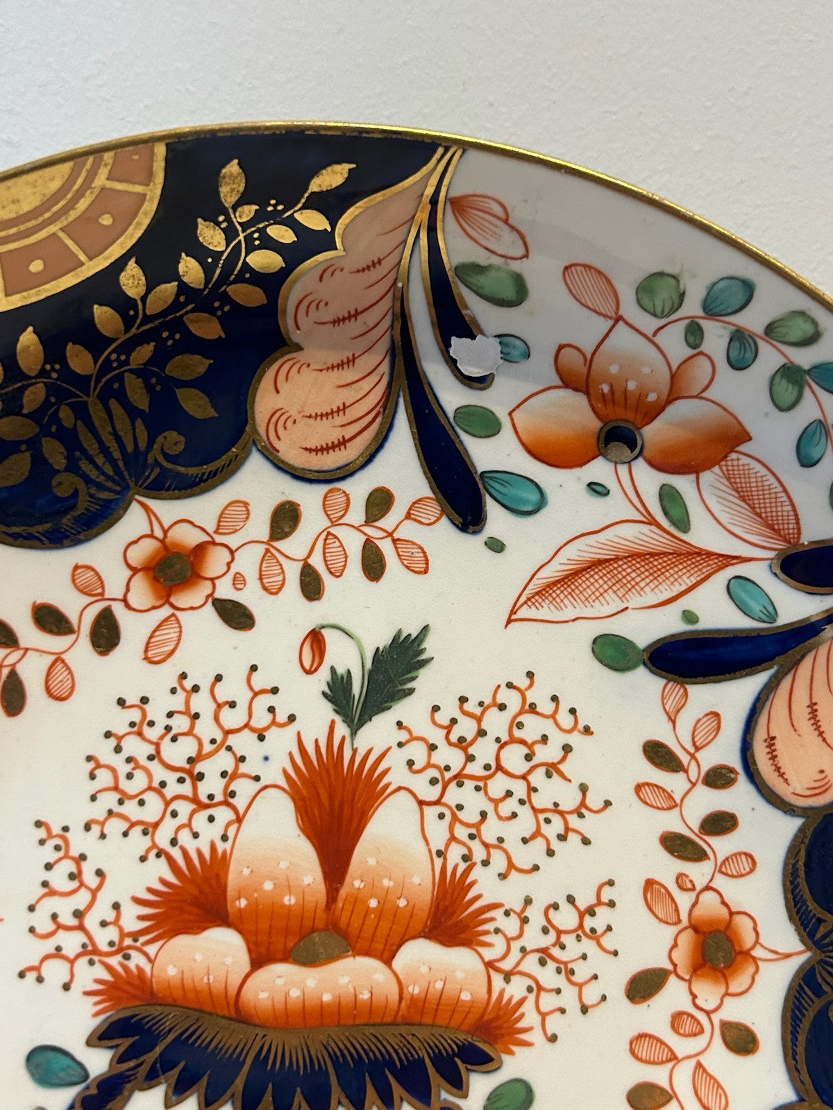 Antique English Porcelain Imari Pattern Plate Iron Red Cobalt Gilt No 318 AF6
