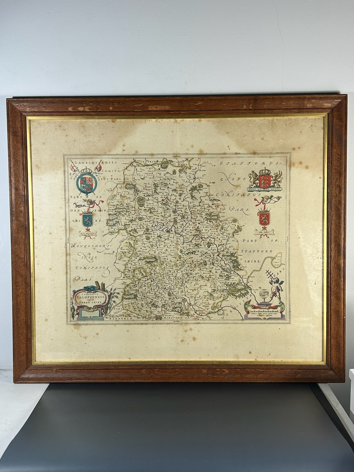 Blaeu Comitatus Salopiensis Shropshire 1645 Antique Map Hand Coloured Framed0