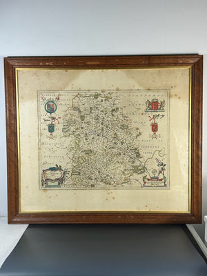 Blaeu Comitatus Salopiensis Shropshire 1645 Antique Map Hand Coloured Framed