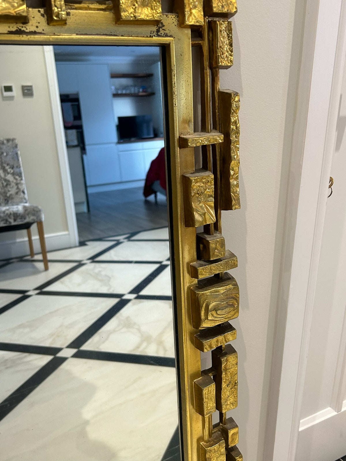 1970s Brutalist Mirror Syroco USA Mid Century Modern Hollywood Regency 106cm14