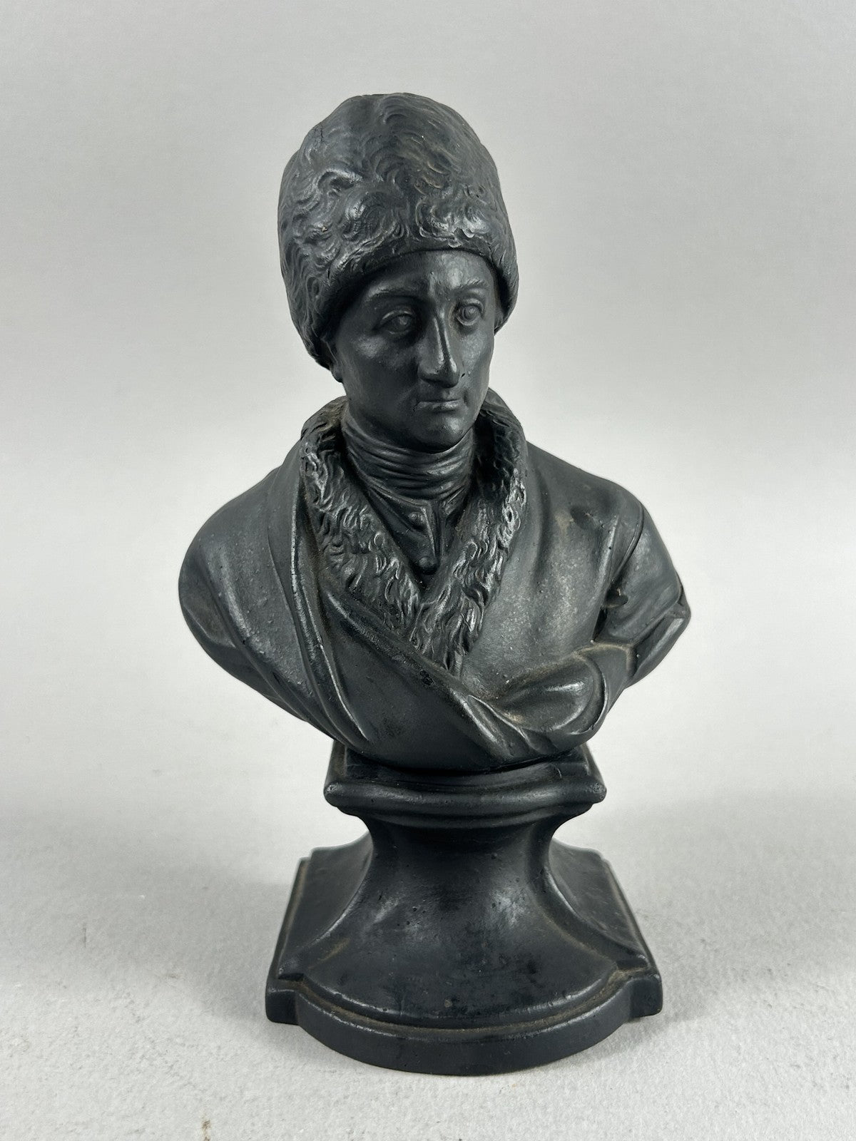 18th Century Black Basalt Bust of Rousseau in Wedgwood Style