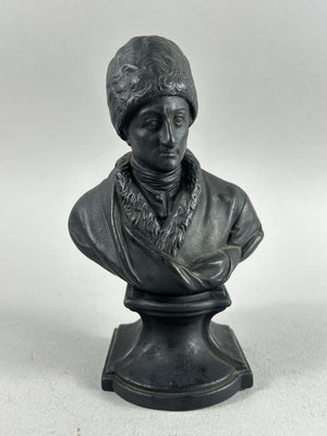 18th Century Black Basalt Bust of Rousseau in Wedgwood Style