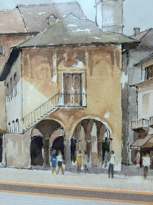 Peter Coatman Original Watercolour San Giulio Lake Orta Italy Signed Framed