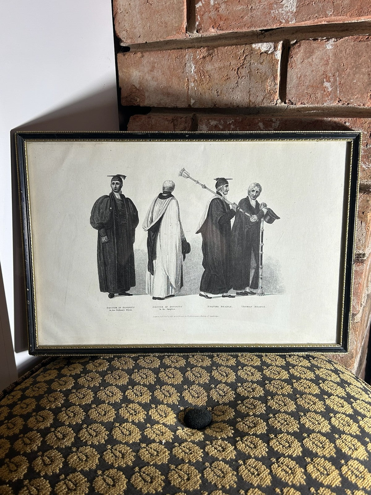 Ackermann History of Cambridge 1815 Aquatint Doctor in Divinity Beadles Framed1