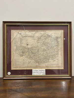 Antique Thomas Dugdale Somersetshire Somerset Map c1850 Hand Coloured Framed