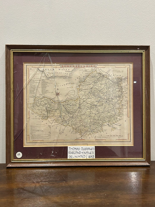 Antique Thomas Dugdale Somersetshire Somerset Map c1850 Hand Coloured Framed0