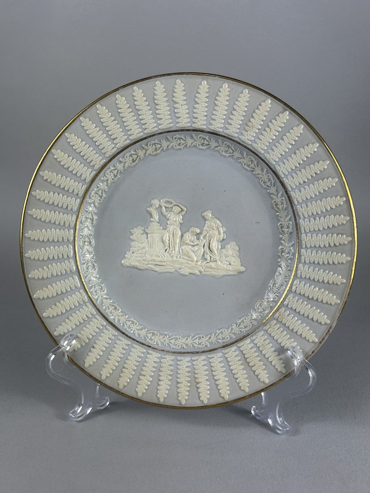Ridgway 19thC Neoclassical Sprig Plate, Staffordshire Porcelain