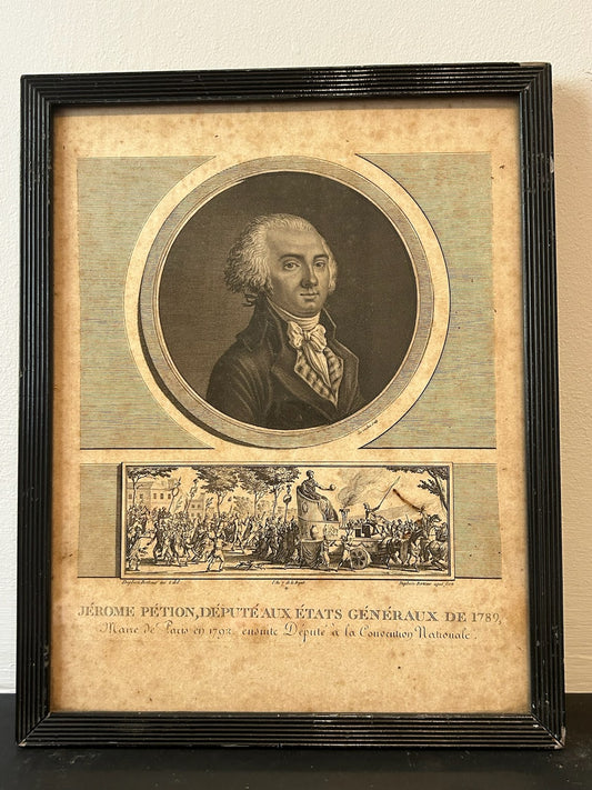 Jerome Petion Mayor of Paris French Revolution Aquatint Portrait Levachez Framed0