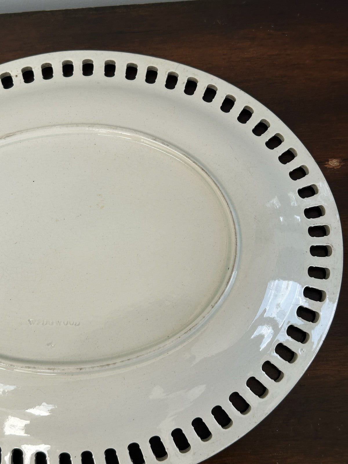 Wedgwood Creamware Oval Reticulated Dish Pierced Border Antique9