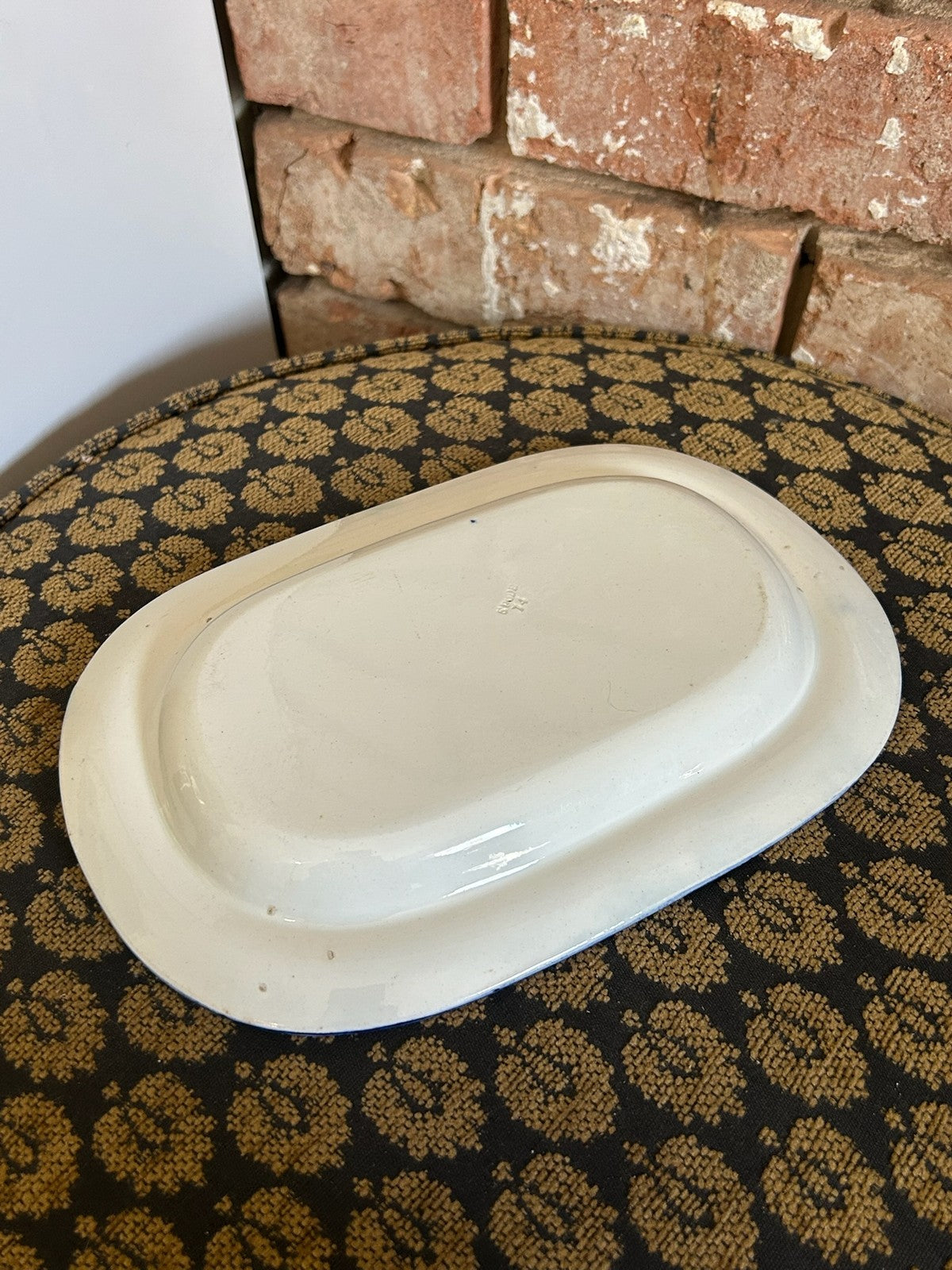 18th Century Spode Pearlware Blue Feather Edge Oval Dish Impressed SPODE 147