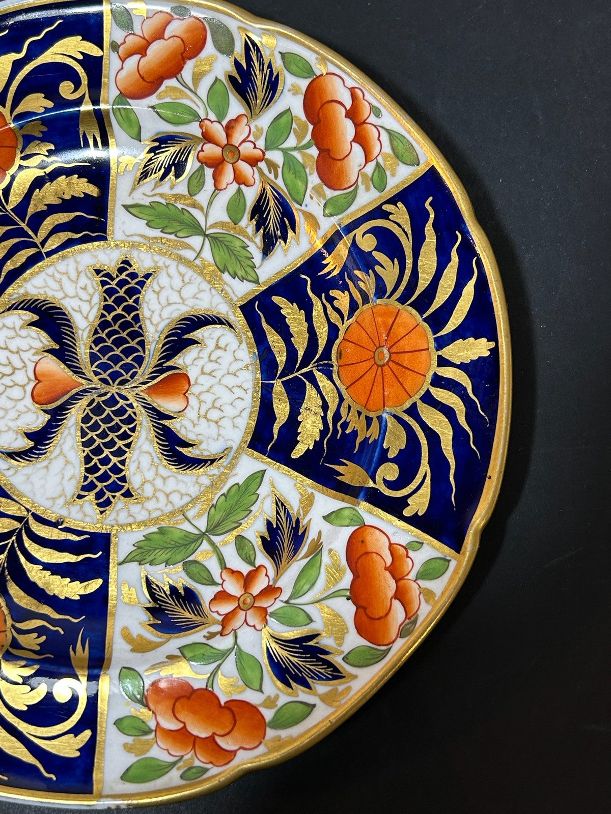 Antique English Porcelain Imari Plate Old Japan Pattern Cobalt Gilt 20cm2