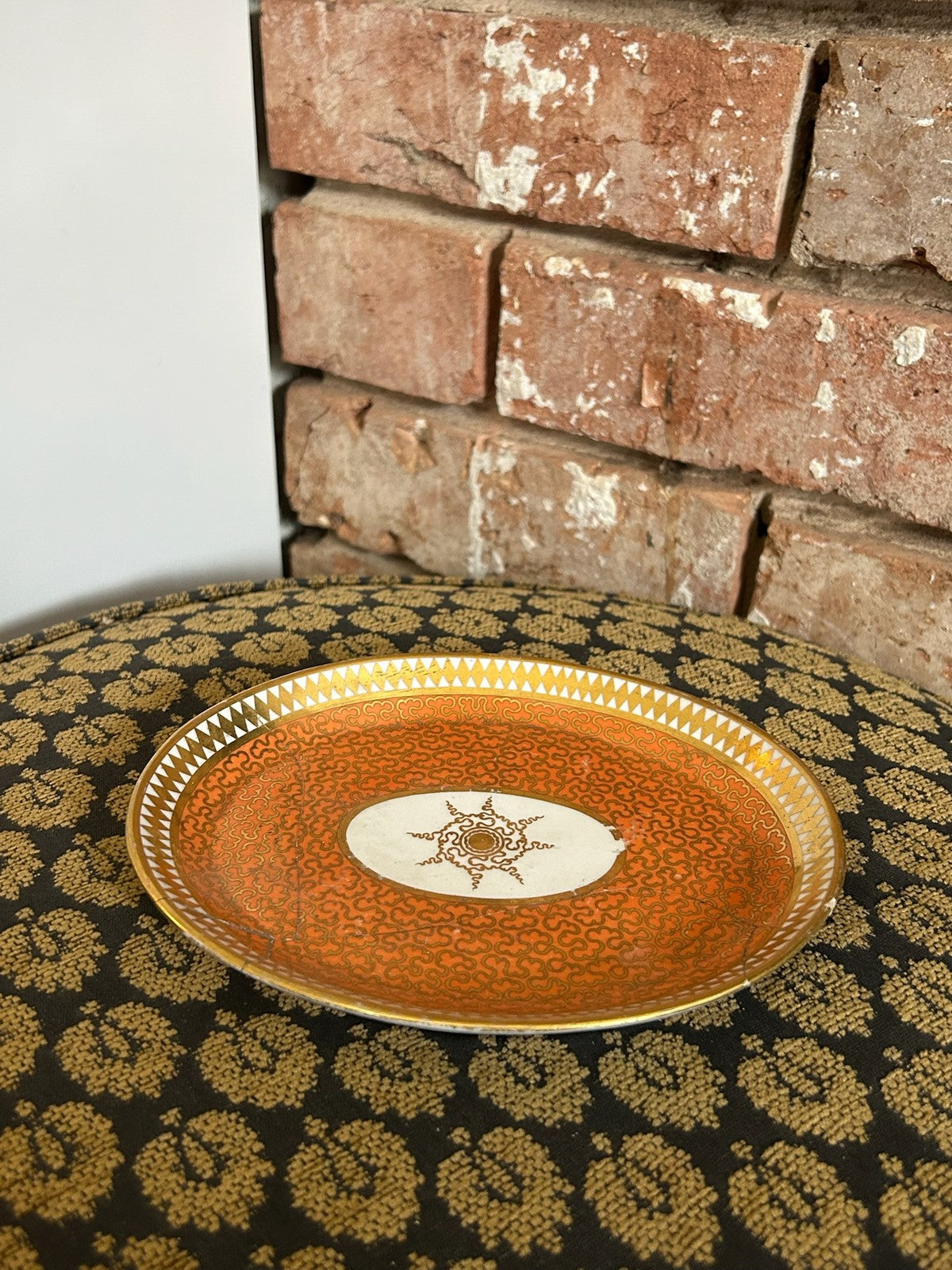 Early 19th Century English Porcelain Dishes Orange Ground Gilt Rim Antique3