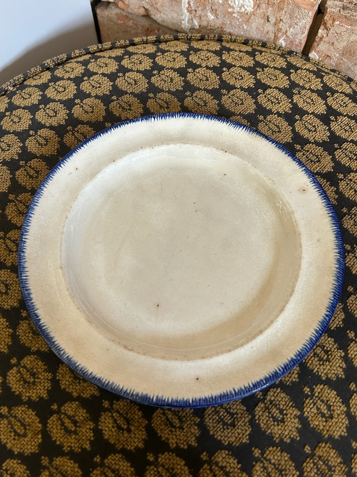 18th Century Spode Pearlware Blue Feather Edge Plate Impressed SPODE 11 A/F0