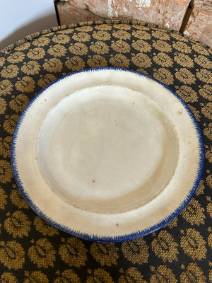 18th Century Spode Pearlware Blue Feather Edge Plate Impressed SPODE 11 A/F